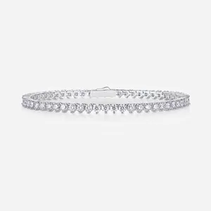 925 Sterling Silver Moissanite Tennis Bracelet And Necklace Round Cut Moissanite Fine Jewelry For Women Sparkling Gift