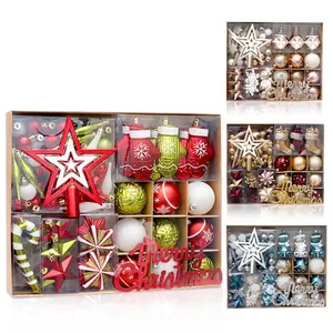 Ensemble de Décorations de Noël Peintes Avec Étoile Cime de Sapin Boules Colorées Décorations Suspendues pour Fête de Noël Maison