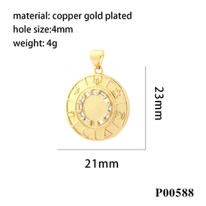 Detailed size specifications of the gold cupid and arrow heart pendant in 23mm x 21mm