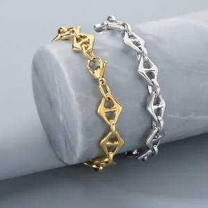 Hohl Geometrisch H Glied Edelstahl Kette Armband Mode Schmuck Für Männer Und Frauen Gold Silber Vergoldet