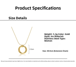 Detailansicht der Goldhalskette mit 2,3 cm Anhänger und Maßen der 40+5 cm langen Kette