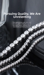 Detailed macro view showing four widths of sparkling S925 sterling silver tennis bracelets