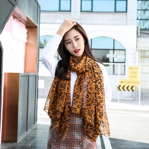 Women Chiffon Scarf Leopard Zebra Print Lightweight Fashion Shawl Sun Protection Soft Wrap Fashionable Neck Accessories