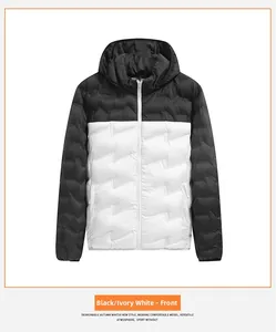 Vorderansicht der Herren Graphen-Steppjacke mit Blöcken in Schwarz und Elfenbeinweiß
