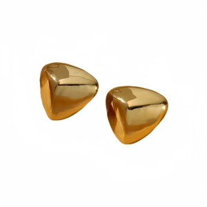 Polished 18k gold heart-shaped stainless steel earrings in a minimalist geometric design