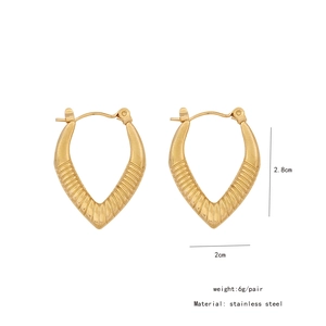 Detail view of gold stainless steel geometric earrings showing 2.8cm height dimension