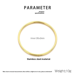 Technical diagram of a 55mm inner diameter stainless steel bangle with 3mm thickness