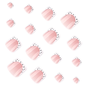 French minimalist white polka dot press-on toenails with nude pink base for women