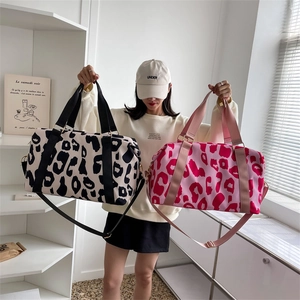 Cow Leopard Print Duffel Bag Oxford Cloth Waterproof Dry Wet Separation Large Capacity Travel Fitness Gym Handbag