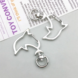 Polished silver dolphin lobster clasp with a 360-degree rotating base ring for DIY jewelry