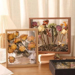 Handmade wooden shadow box frame for dried flower display and preserved rose storage