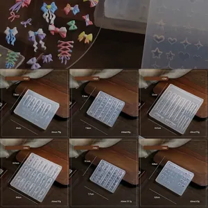 3D soft silicone nail art molds featuring bowknot and heart relief designs for DIY crafts