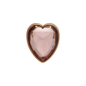 Elegant rose pink heart crystal ring in rose gold finish with faceted cut and open band