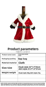 Detailed size specifications for red velvet Christmas wine bottle dress and cloak covers