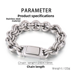 Specifiche tecniche del bracciale a catena da uomo in acciaio inossidabile da 15mm
