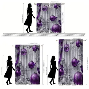 Christmas velvet curtains with silver snowflakes in three different sizes for holiday decor
