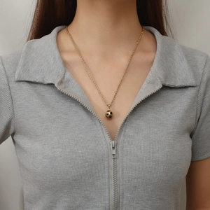 304 stainless steel gold twist chain necklace with 3D football pendant for sports fans
