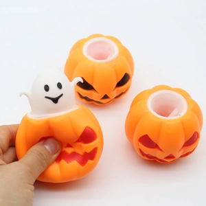 Σετ παιχνιδιών πίεσης κολοκύθας Halloween με μηχανισμό φαντασμάτων σε έντονο πορτοκαλί