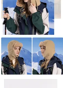 Outdoor winter trapper hat with khaki heart quilting and warm faux fur lining