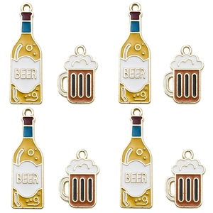 Beer Mug Bottle Charms Pendants Alloy Enamel For DIY Jewelry Making Necklaces Bracelets Earrings Cartoon Style