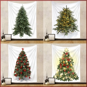 Arazzo da Parete con Albero di Natale in Poliestere per Decorazione Soggiorno Camera da Letto Sfondo Festa di Natale