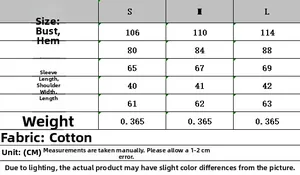 Detailed size guide table for women's knitted cardigan showing bust and sleeve length measurements
