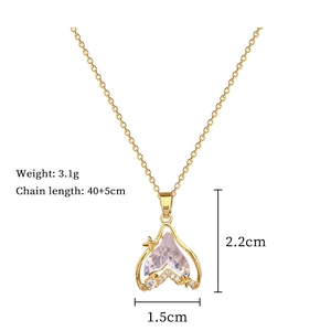Detailed view of fishtail pendant with dimensions and weight specs on white background