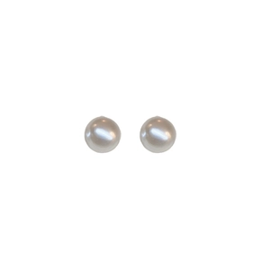 Elegant round white pearl stud earrings with sterling silver needles for women