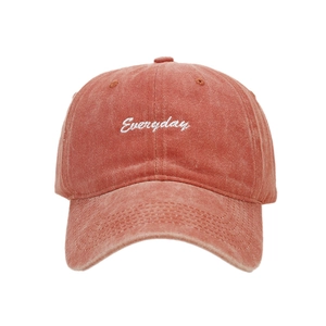 Vintage washed brick red baseball cap with white Everyday embroidery on the front