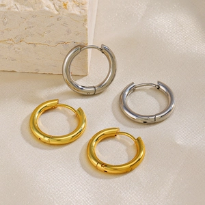Minimalist Hoop Earrings For Women Stainless Steel Gold Plated Geometric Round Fashion Jewelry