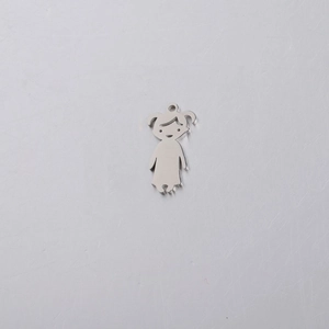 Polished silver girl charm in stainless steel with a mirror finish for DIY jewelry making