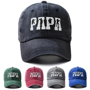 Washed Cotton Baseball Cap PAPA Letter Embroidery Soldier Silhouette Military Style Sunshade Adjustable Dad Hat