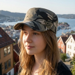 Casquette militaire camouflage forêt avec insigne d'étoile pour sports de plein air