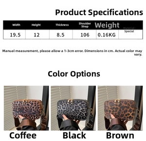 Specifiche dettagliate delle dimensioni per borsa a tracolla leopardata con misure