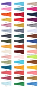 Detailed palette showing 45 solid color options for elastic sports headbands in soft knit