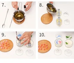 DIY candle making kit details with melting pot and glass jar instructions guide