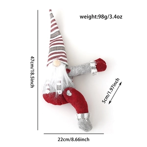 Detailed size specifications for red and grey Christmas gnome curtain buckle ties