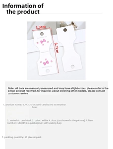Dettaglio dei cartellini 8,7x3,3cm con fragole per confezioni di accessori per capelli
