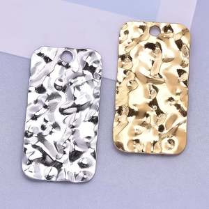 Textured 304 stainless steel rectangle pendants in gold and silver with water ripple finish