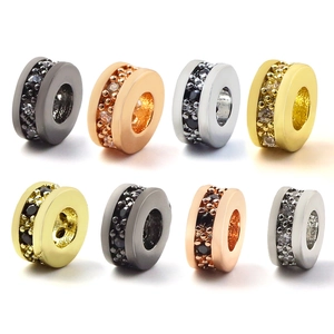 Micro-pave zircon wheel spacer beads in gold silver and rose gold for DIY jewelry