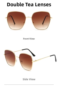 Detailansicht der goldenen Metall-Sonnenbrille mit Gläsern in Verlaufsbraun