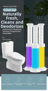 Multi-colored toilet cleaning gel dispensers with 12-week long-lasting odor removal effect