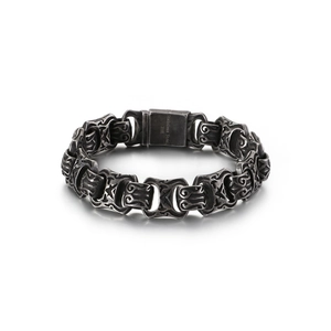 Gothic style retro 316L stainless steel men's cross bracelet in vintage silver finish