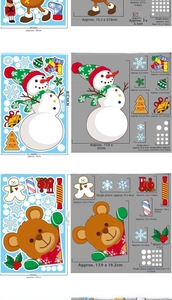 Spécifications de taille pour autocollants de Noël bonhomme de neige et ours sur feuilles