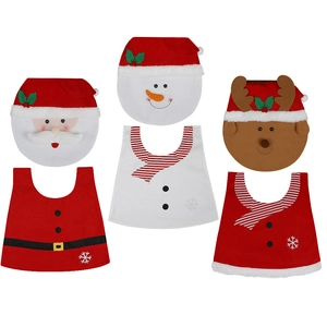 Christmas toilet cover set with Santa, Snowman, and Reindeer designs in soft flannel fabric