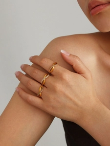 Three-piece stackable 18K gold plated infinity rings with colorful zircon and micro-pave