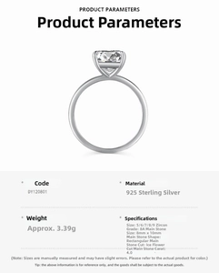 Detail view of 925 silver ring with 4.0ct ice-cut rectangular cubic zirconia