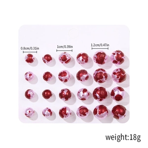 12 pairs of blood-stained pearl studs for Halloween horror party in three varied sizes
