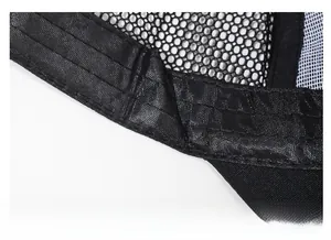 Detail of the widened thick sweatband and breathable mesh inside the black baseball cap