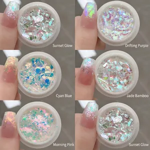 Aurora Opal Nail Powder Iridescent Holographic Polarized High Flash Chameleon Flakes For DIY Manicure Decoration Shiny